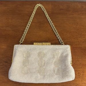 Vintage beaded evening bag with gold hardware